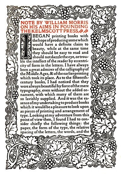 Kelmscott Press: Pagina gedrukt in het Gouden Type door William Morris