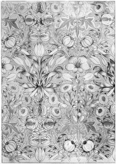 Lelie en granaatappel patroon behang door William Morris