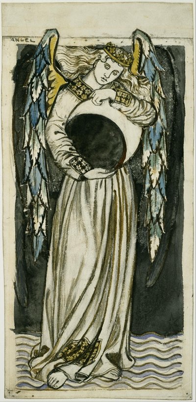Nachtengel met een afnemende maan door William Morris