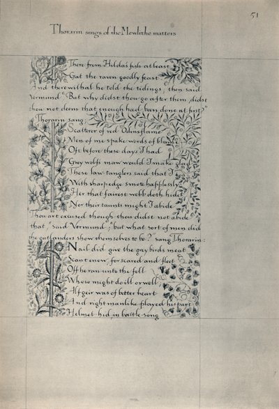 Pagina uit Het verhaal van de bewoners van Eyr, 1871 door William Morris