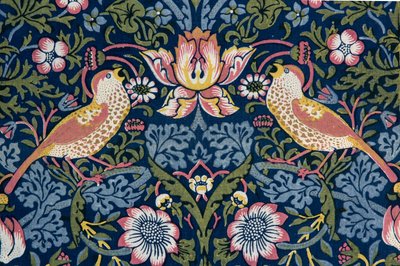 Aardbeienrover. Decoratieve stof, 1883 door William Morris