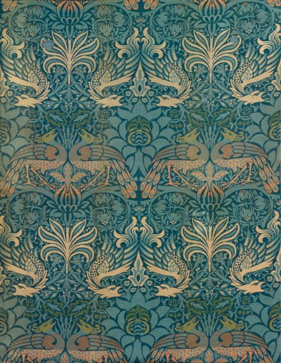 William Morris Pauw en Draak Textielontwerp, c.1880 (houtsnede) door William Morris