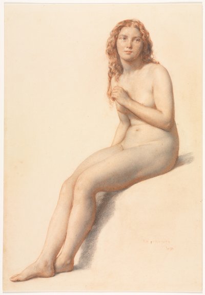 Vrouwelijk Naakt, Zittend, Driekwart Aanzicht van Voor door William Mulready
