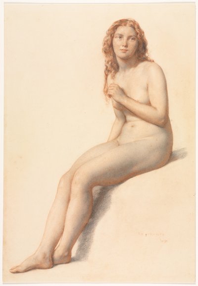 Vrouwelijk Naakt, Zittend, Driekwart Aanzicht van Voor, 1859 door William Mulready