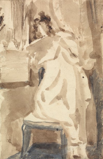 Studie voor een lezend meisje door William Mulready