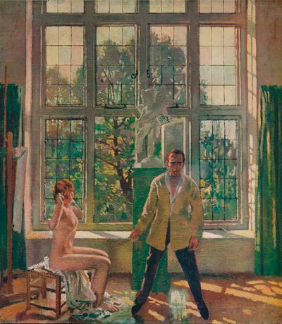 Zelfportret met model, ca. 1905, ca. 1932 door William Newenham Montague Orpen