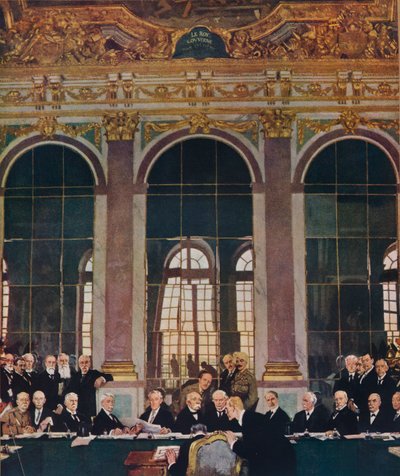 De ondertekening van de vrede in de Spiegelzaal, Versailles, 28 juni 1919, 1919, 1935 door William Newenham Montague Orpen
