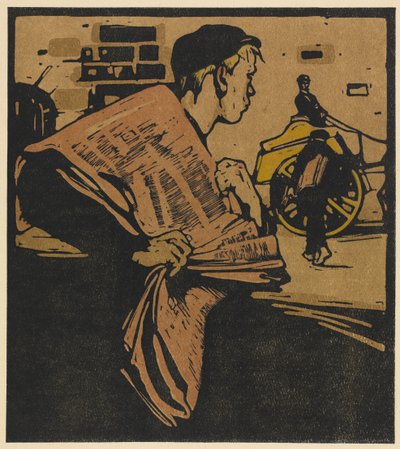 Londense types: Krantenjongen door William Nicholson