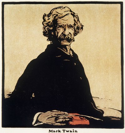Portret van Mark Twain, Amerikaanse schrijver door William Nicholson