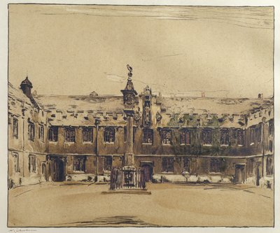 Het Voorplein van Corpus Christi College, Oxford door William Nicholson