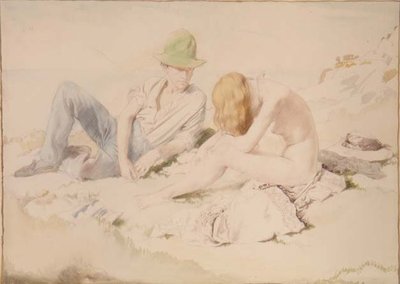De tekenaar en zijn model door William Orpen
