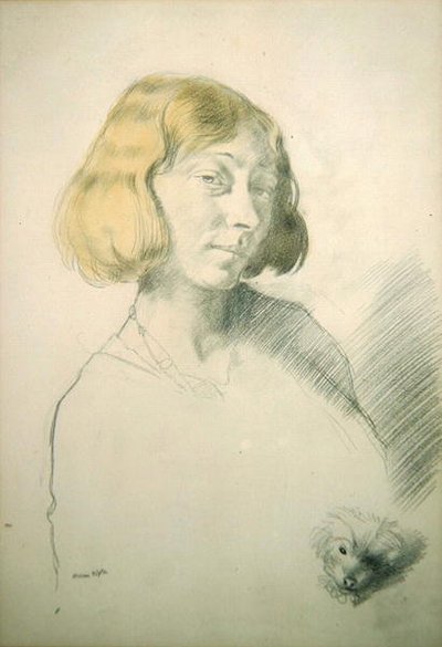 Vera Hone en haar hond, ca.1912 door William Orpen