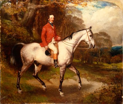 Portret van Thomas Conolly, zittend op een Appelschimmel Jager door William Osborne