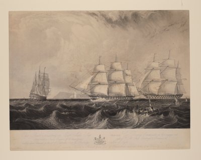 Deze prent toont het Oost-Indië schip 