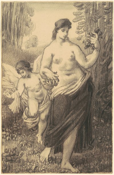Naakt Wandelt met Cupido door William P. Babcock