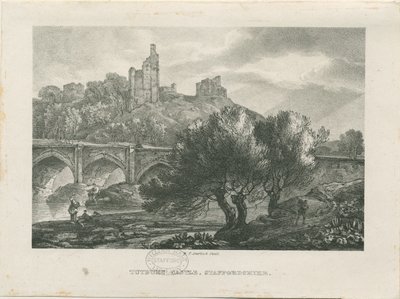 Tutbury Castle - Zuidaanzicht: zinkografie, nd [begin 19e eeuw] door RC