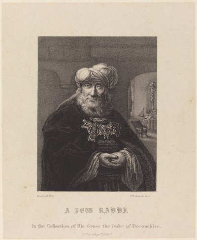 Een Joodse Rabbi door William P. Sherlock after Rembrandt van Rijn