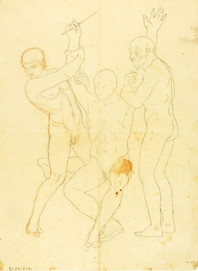 Mozes, Aäron en Hur op de berg Horeb (naaktstudie) door William Page