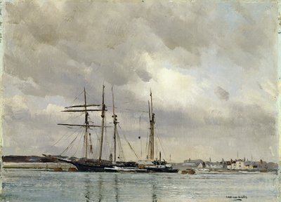Boten in de haven, laden van China klei, c.1900 door William Page Atkinson Wells
