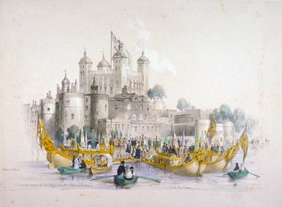 Burgemeester Thomas Johnson en zijn gevolg vertrekken vanuit de Tower of London, 1840 door William Parrott