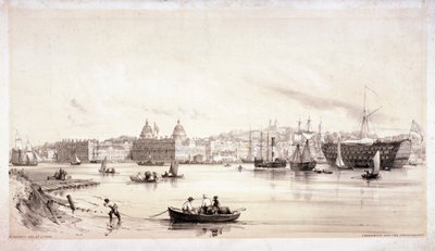Uitzicht op Greenwich over de rivier de Theems, Londen, ca. 1841 door William Parrott