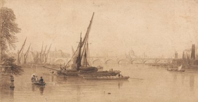 Waterloo Bridge vanuit de tuin van M. A. Taylor, Esq. door William Parrott