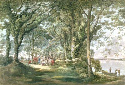 Landschap met figuren bij een maaltijd in de open lucht, 1760-1782 door William Pars