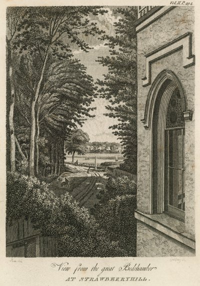 Uitzicht vanuit de grote slaapkamer in Strawberry Hill, Londen door William Pars