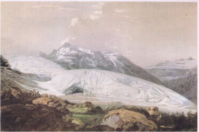 Uitzicht op de Furkapas met de Rhônegletsjer, uit British Adventure gepubliceerd door Collins, 1947 door William Pars