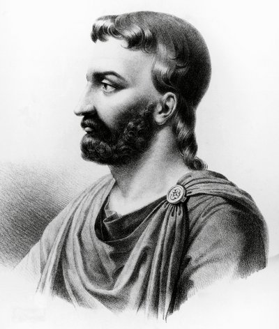Portret van Aulus Cornelius Celsus (25 v.Chr.-50 n.Chr.), Latijnse schrijver, Romeinse encyclopedist en arts, gravure uit de 19e eeuw door Nicolas Toussaint Charlet