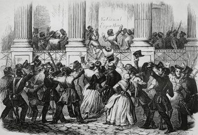 Revolutie in Berlijn voor het paleis van Willem I, maart 1848, Duitsland door Nicolas Toussaint Charlet