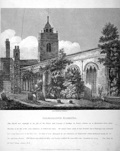 All Hallows-by-the-Tower Kerk, Londen, 1810 door William Pearson