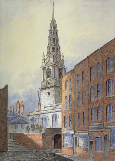Kerk van St Bride, Fleet Street, City of London, ca. 1815 door William Pearson