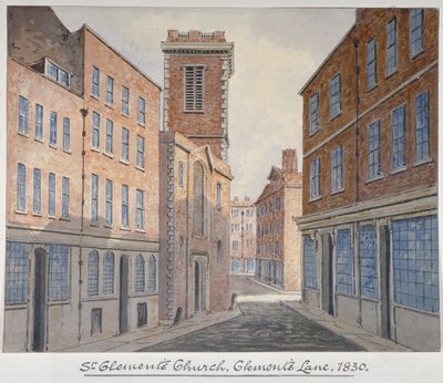 Kerk van St. Clement, Eastcheap, City of London, 1830 door William Pearson