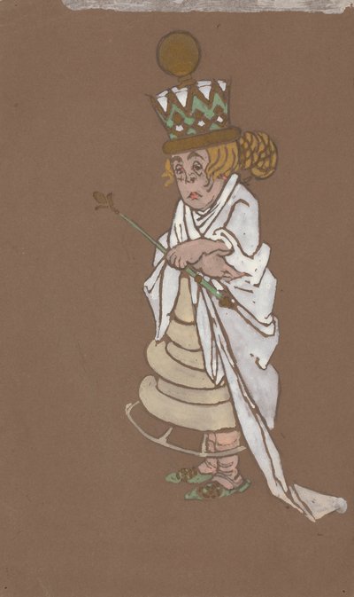 White Queen (kostuumontwerp voor Alice-in-Wonderland) 1915 door William Penhallow Henderson