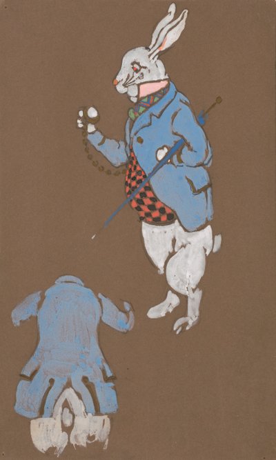 Witte Konijn kostuumontwerp voor Alice in Wonderland door William Penhallow Henderson