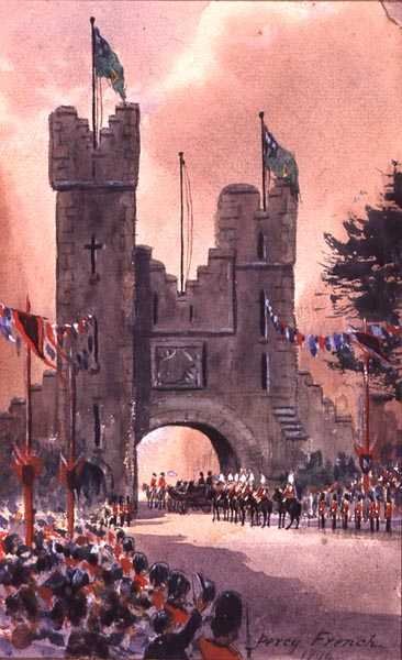 Koningin Victoria Paradeert door Dublin door William Percy French