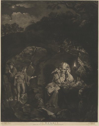 Een kluizenaar door William Pether after Joseph Wright