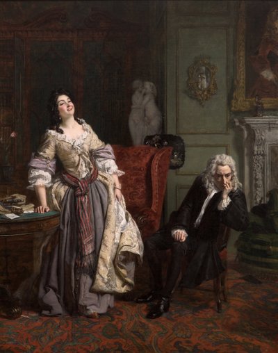 Alexander Pope verklaarde zijn liefde aan Lady Mary Wortley Montagu, 1852 door William Powell Frith