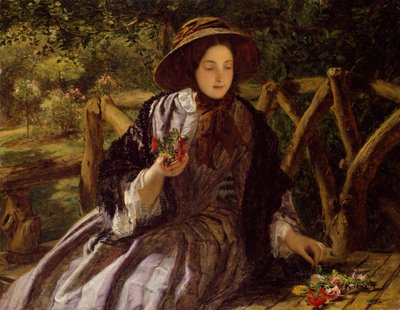 Tuinbloemen maken een boeket door William Powell Frith