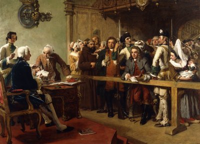 Hogarth Voor de Gouverneur van Calais Gebracht als Spion, 1851 door William Powell Frith