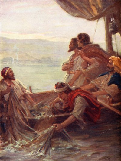 De Ochtend bij de Zee van Tiberias, Johannes xxi, 4-6 door William Pratt