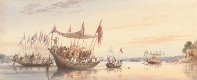 Isherah - Waterprocessie van het beeld van Doorga voorafgaand aan haar onderdompeling bij zonsondergang door William Prinsep