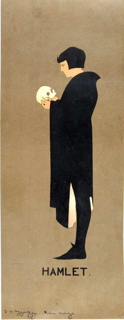 Poster voor "Hamlet" van William Shakespeare - door de Beggarstaffs (Sir William Nicholson (1872-1949) en James Pryde (1866-1941), eind 19e eeuw door William & Pryde James (1866 1941) Nicholson