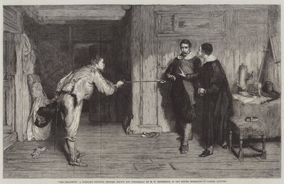 De uitdaging, de strijd van een puritein tussen eer en geweten door William Quiller Orchardson