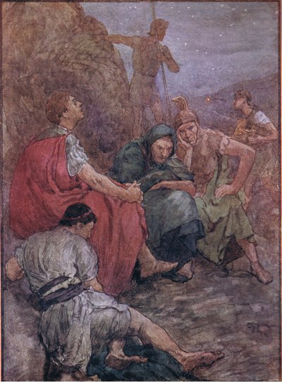 Brutus en zijn metgezellen na de Slag bij Philippi, uit Plutarch Lives gepubliceerd door T C & E C Jack Ltd door William Rainey