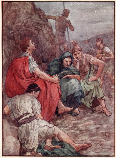 Brutus en zijn metgezellen na de Slag bij Philippi, illustratie uit 