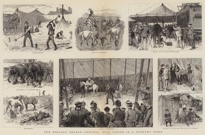 Het Vakantieseizoen, Aankomst van een Circus in een Dorp door William Ralston