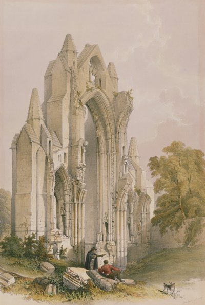 Guisborough Priory, Interieur van het Oostelijke Eind, uit The Monastic Ruins of Yorkshire, gegraveerd door George Hawkins, 1842 door William Richardson