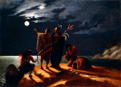 Indianen Ervaren een Maansverduistering, c.1848-50 door William Rimmer
